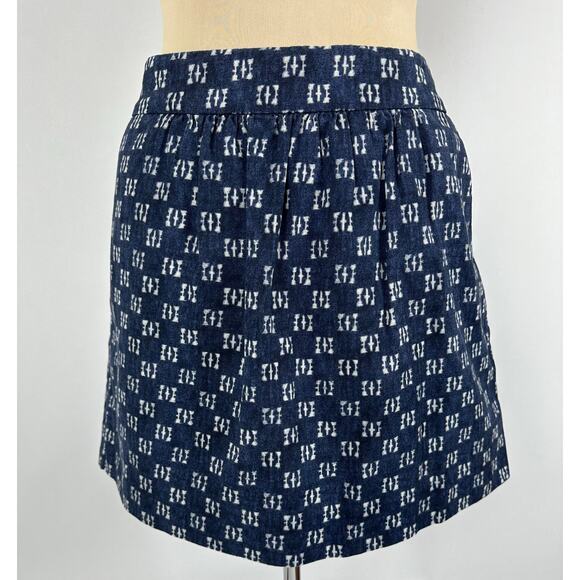 Vintage Y2K Gap Size 10 Medium Low-Rise Mini Skirt Thick Fabric Blue Geometric - Picture 1 of 6